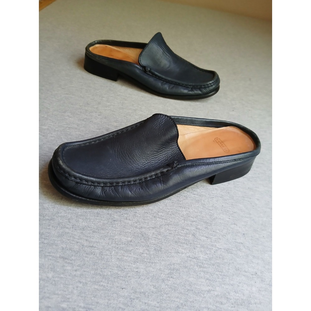 Coach Shoes 8.5 B Mules Leather Loafer Slip On Comfort Casual Vintage Y2k Italy